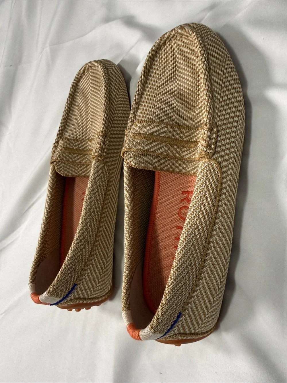Rothy's Women’s Tan Herringbone Slip-On Loafers Size 6